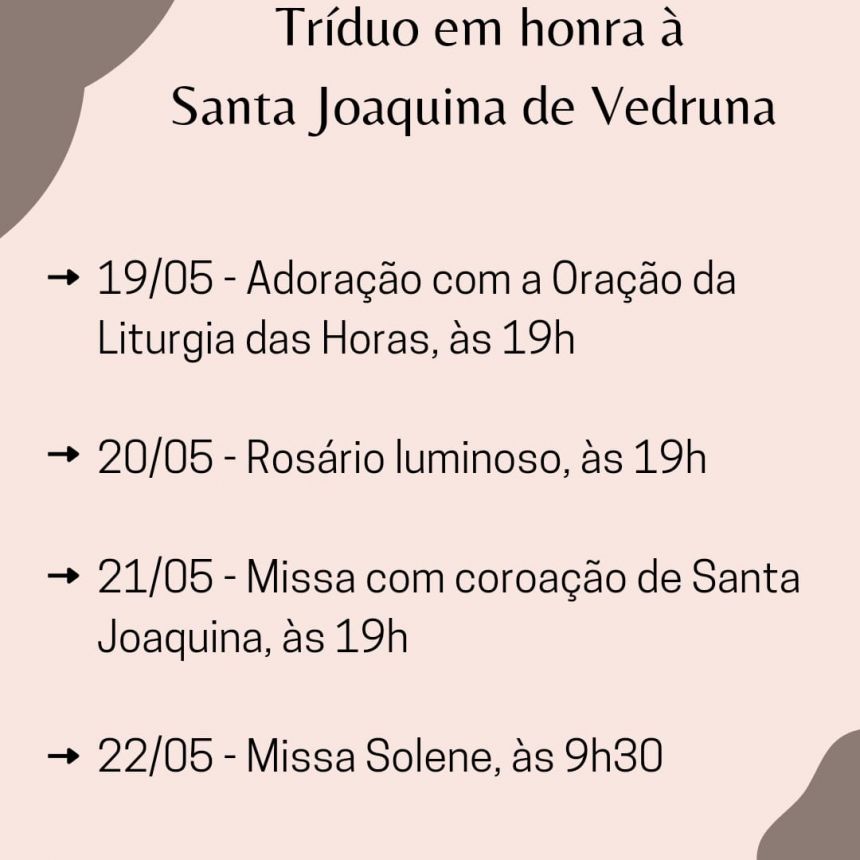 Na Matriz - Paróquia Santa Joaquina de Vedruna
